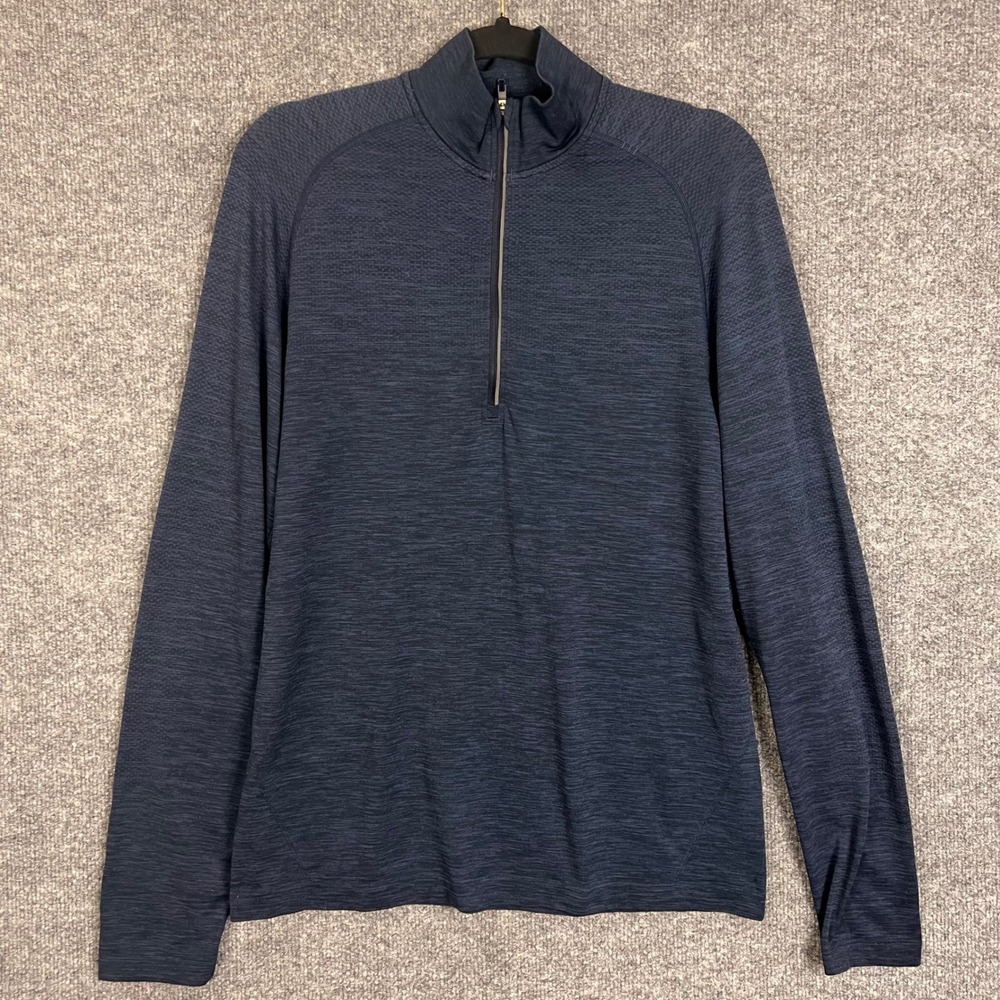 Lululemon Metal Vent Tech 1/2 Zip Pullover Mens M Navy Blue Excellent Activewear
